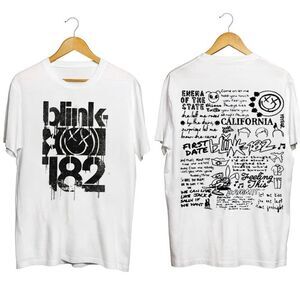 Blink 182 World Tour 2023 2024 2 Sided Pop Punk Fan T-Shirt